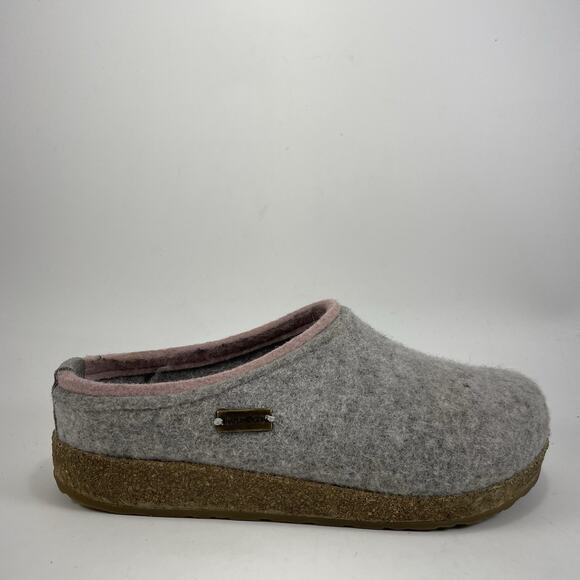 Haflinger Grizzly Clog Gray Wool Womens Size 39 US Size 8.5-9 Mule Slipper Pink - Picture 1 of 9